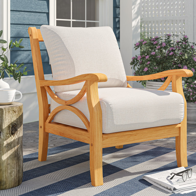 Birch Lane™ Brunswick Teak Patio Chair with Cushions & Reviews Wayfair